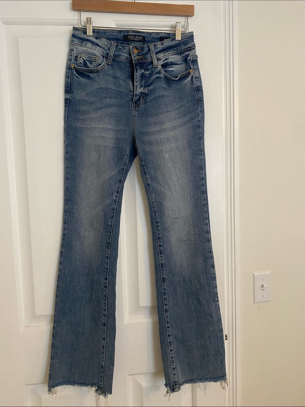 Judy Blue Medium Blue bootcut Jeans with Raw Edge Hem